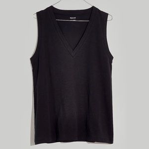 MADEWELL Whisper Cotton V-Neck Tank✨SIZE XS ✨NWT never worn!  🖤 Black